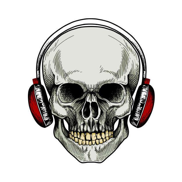 Skull With Headphones Vector at Vectorified.com | Collection of Skull ...