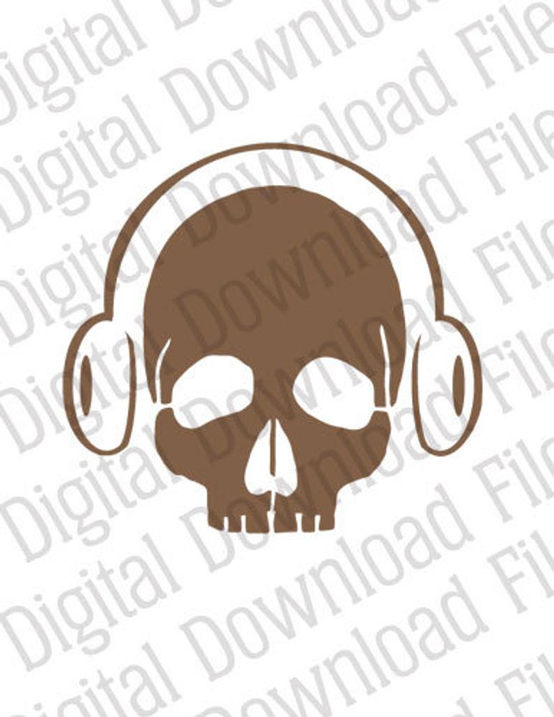 794x1028 Vector Stencil Graphic Skull And Headphones Etsy