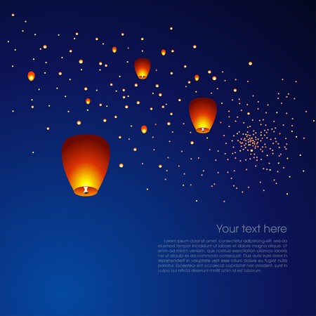 450x450 Chinese Sky Lanterns Floating In A Dark Night Sky Vector