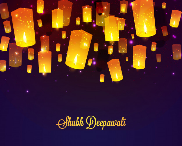 626x500 Happy Diwali Background With Sky Lanterns Vector Premium Download