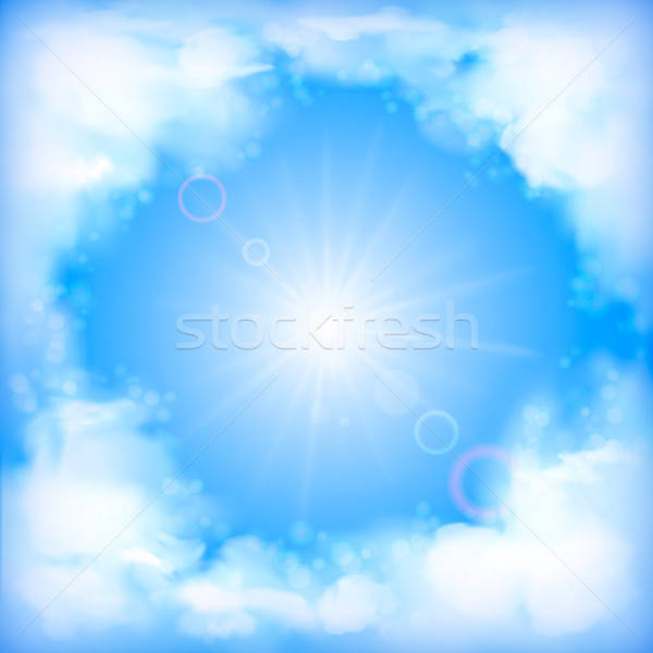 600x600 Sky Vector Design, White Clouds, Sun, Blur Vector Illustration