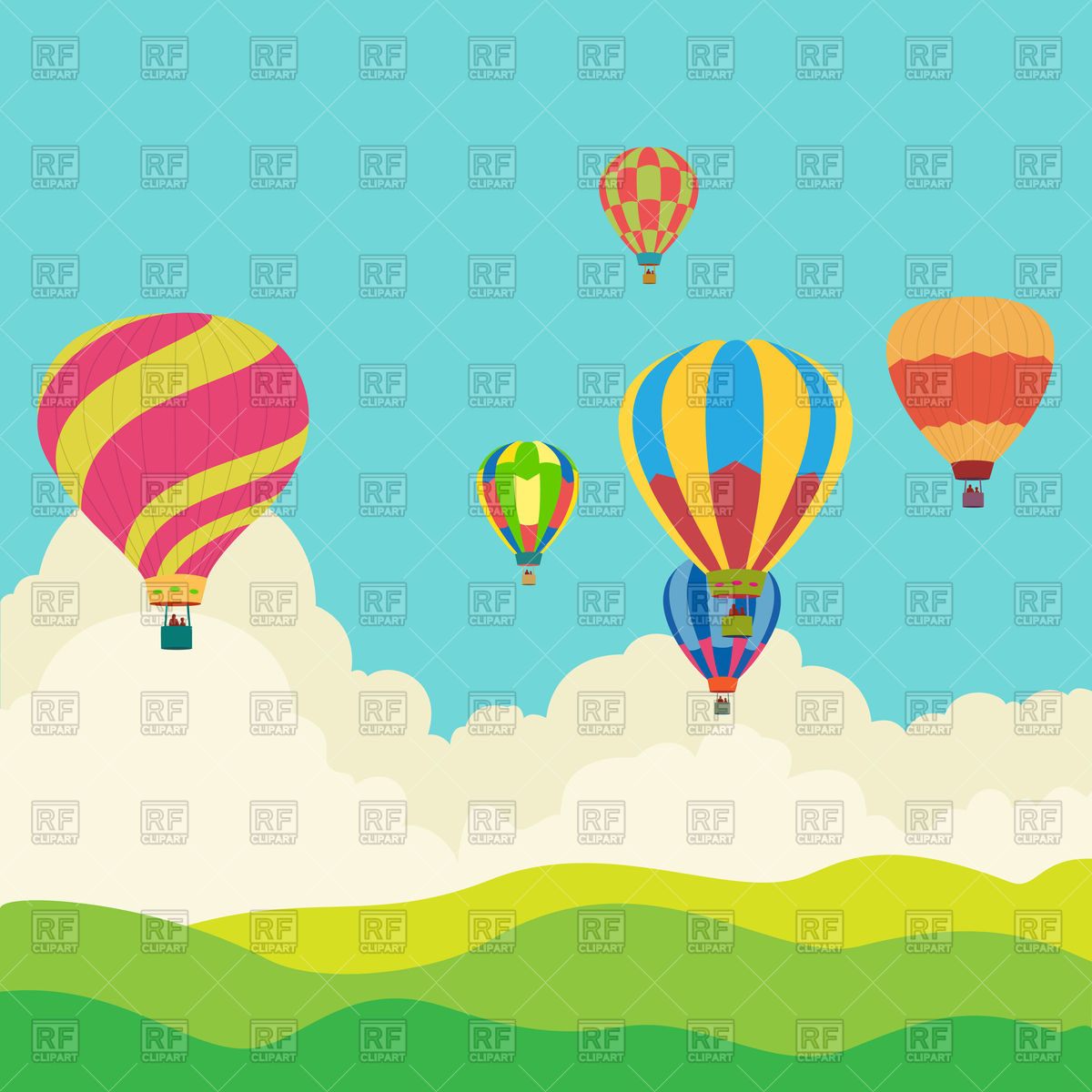 1200x1200 Hot Air Balloon In The Sky Vector Image Of Nature, Landscape