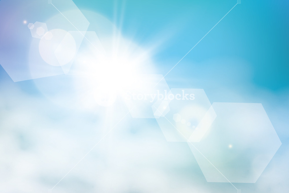 1000x667 Abstract Bright Shining Sun With Lens Flare In A Blue Sky Vector