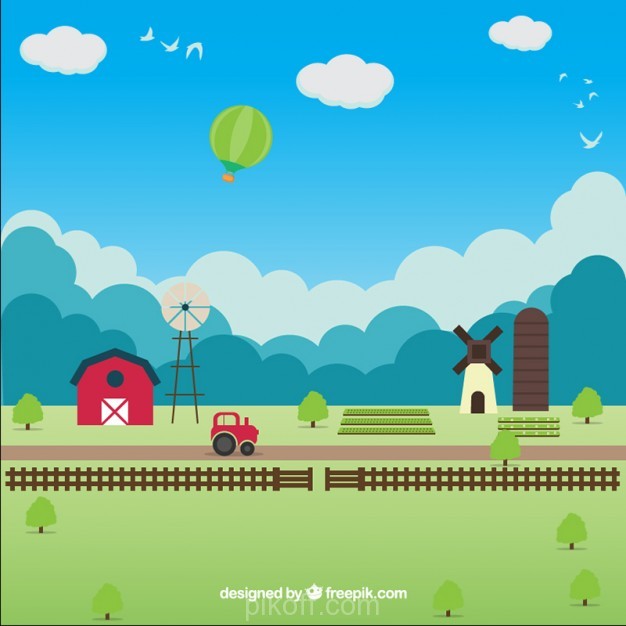 626x626 Flat Farm Landscape With A Blue Sky Vector Free Download