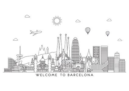 Barcelona Vector Line Line Style Design Stock Vectors 424x300 Barcelona Vector Line Line Style Design Stock Vectors