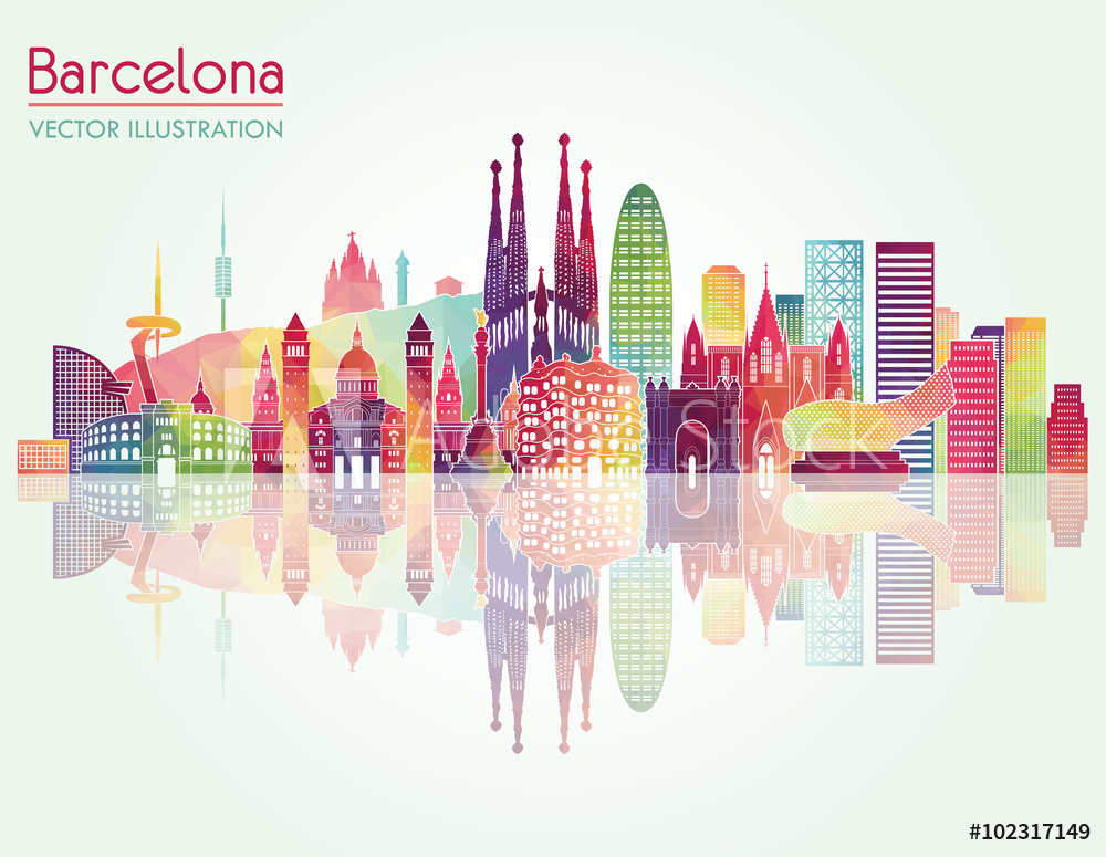 Fotografie, Obraz Barcelona Skyline Detailed Silhouette Vector 1000x775 Fotografie, Obraz Barcelona Skyline Detailed Silhouette Vector