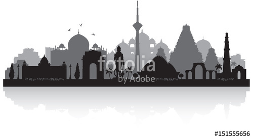500x275 Delhi India City Skyline Silhouette Stock Image And Royalty Free