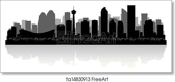 560x264 Free Art Print Of Calgary Canada City Skyline Vector Silhouette