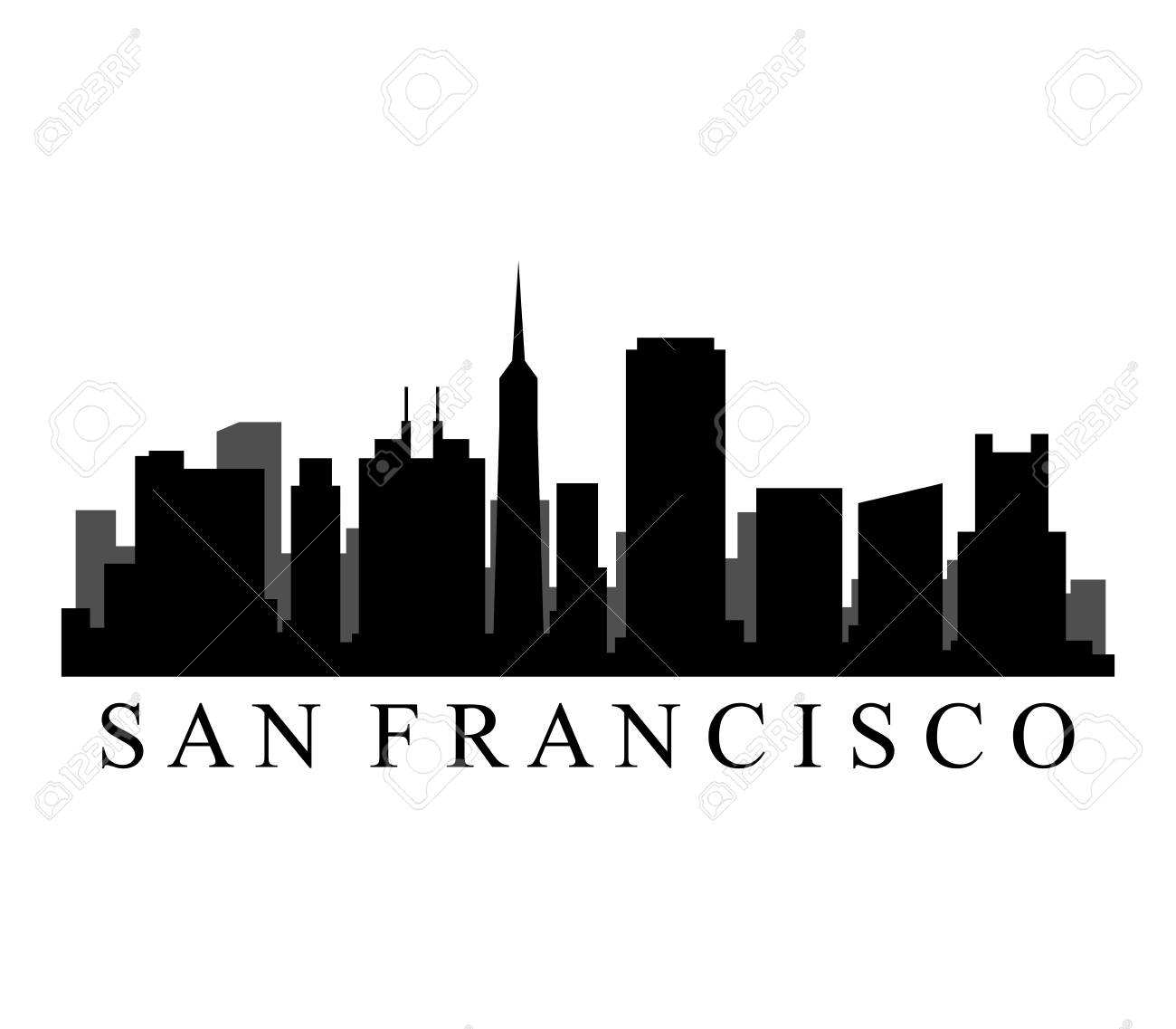 1300x1137 Huge Collection Of 'san Francisco Skyline Silhouette Vector