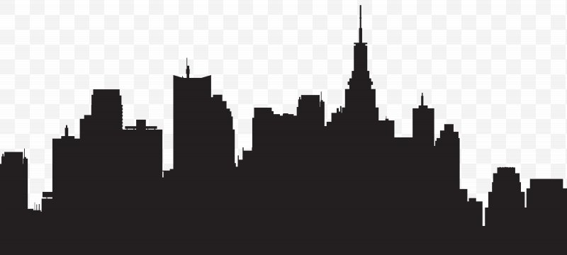 800x360 New York City Skyline Silhouette Clip Art, Png