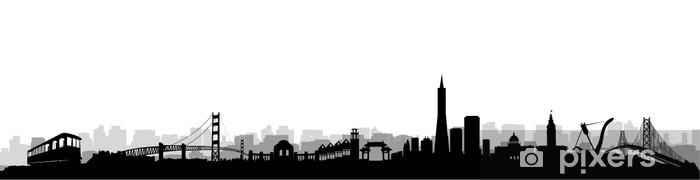 700x180 San Francisco Skyline Silhouette Vector Wall Mural