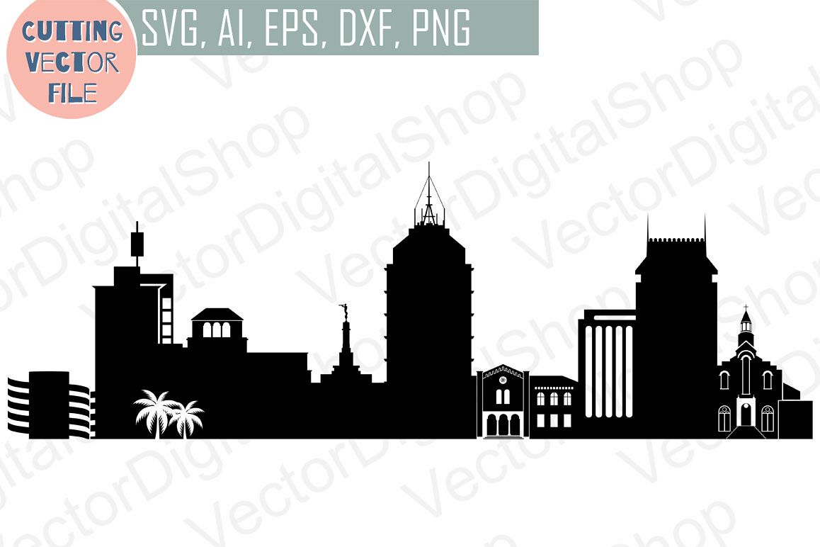 1158x772 Fresno Skyline Vector, California Usa City, Png, Dwg