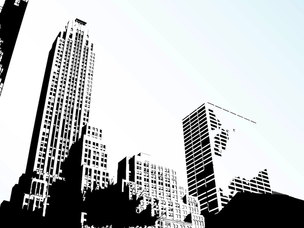1024x768 City Skyline Vector Vector Art Graphics