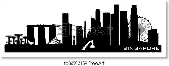 Free Art Print Of Singapore City Skyline Vector Silhouette 560x219 Free Art Print Of Singapore City Skyline Vector Silhouette