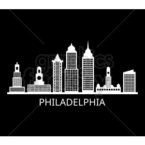 Philadelphia City Skyline Vector With Label On Black Clipart 300x300 Philadelphia City Skyline Vector With Label On Black Clipart