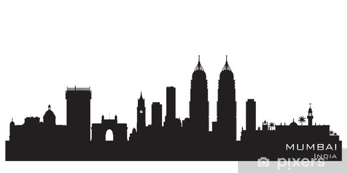 700x350 Mumbai India City Skyline Vector Silhouette Sticker We
