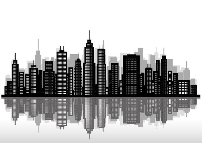 693x490 Cityscape With Skyscrapers, Vector Illustration