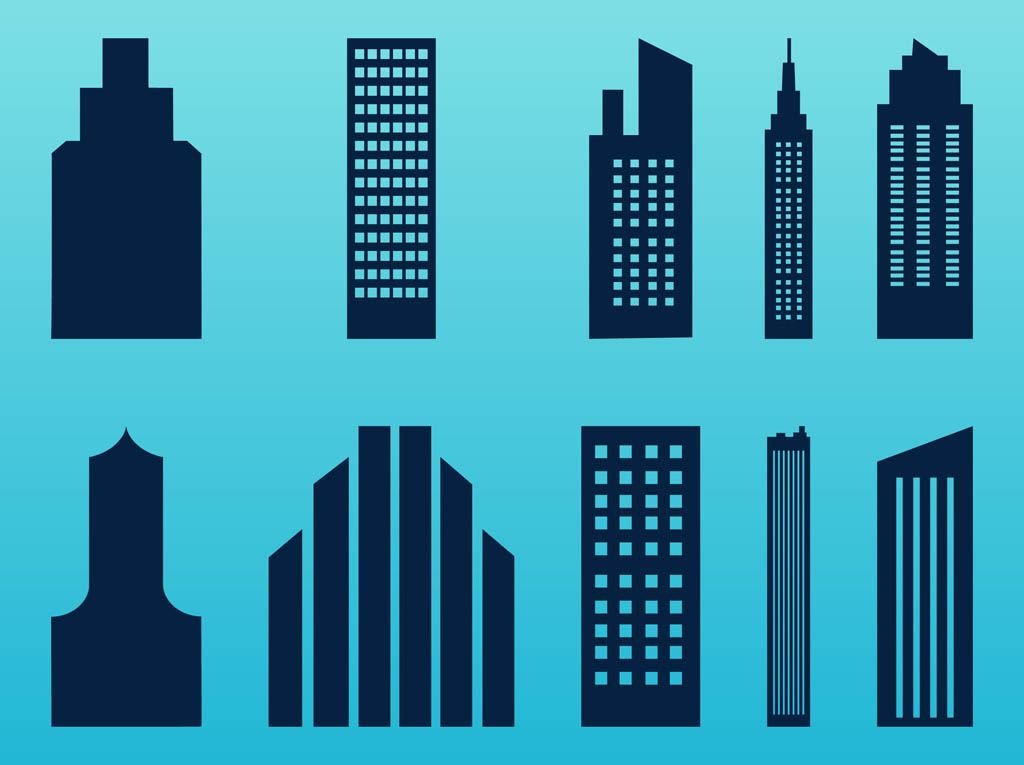 1024x765 Stylized Skyscrapers Set Vector Art Graphics