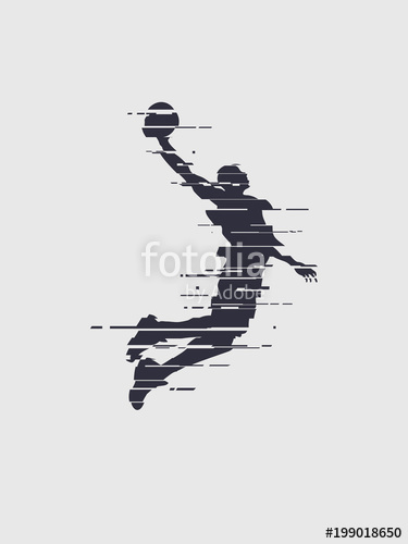 375x500 Glitch Basketball Player Silhouette Trend Glitch Vector Player