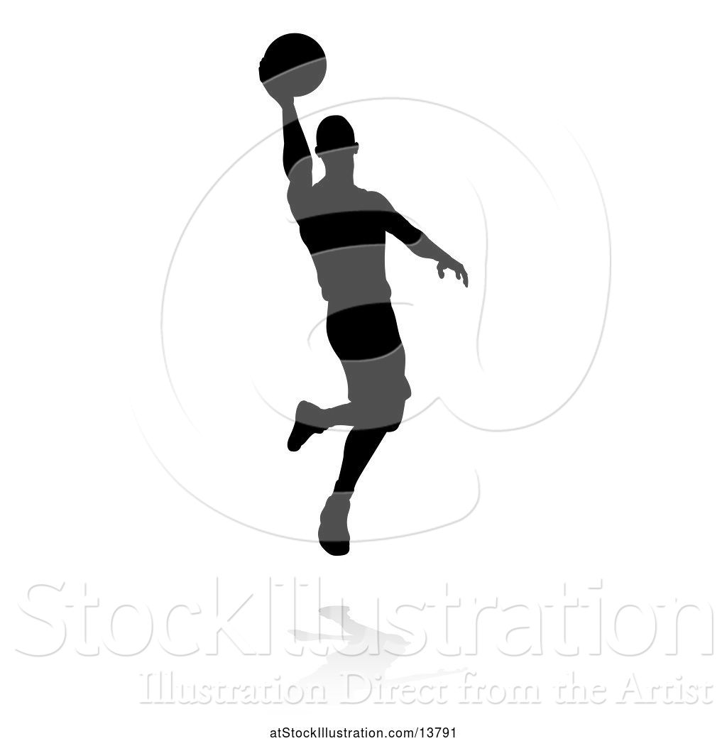 1024x1044 Vector Illustration Of Silhouetted Basketball Player Slam Dunking