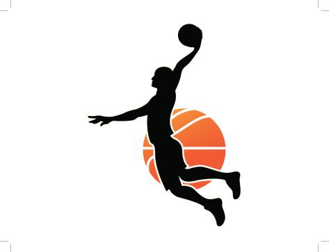 473x363 Black Silhouette Of A Man Dunking A Basketball Vector