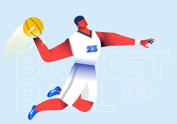 700x490 Basketball Player Slam Dunk Vector Illustration
