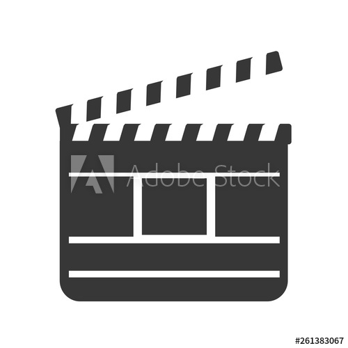 500x500 Black Film Clapper Board Slate Icon Vector Illustration Isolated