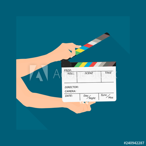 500x500 Vector Illustration Design Of Hand Holding A Film Clapboard Slate