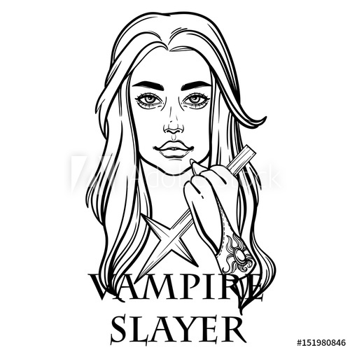 500x500 Portrait Of Mystic Girl With Cross Vector Illustration