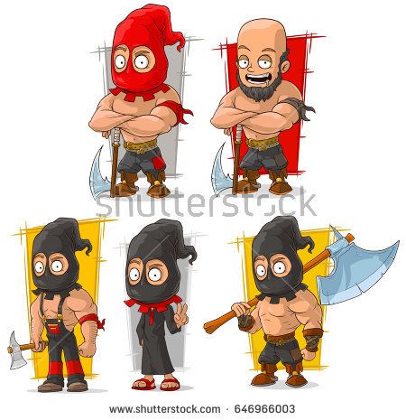 450x465 Cartoon Medieval Slayer And Executioner In Mask With Big Axe