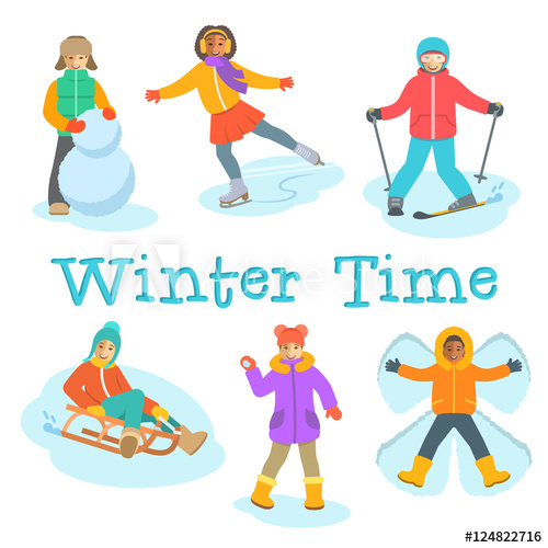 500x500 Kids Winter Activities Children In Warm Clothes Play Outdoor