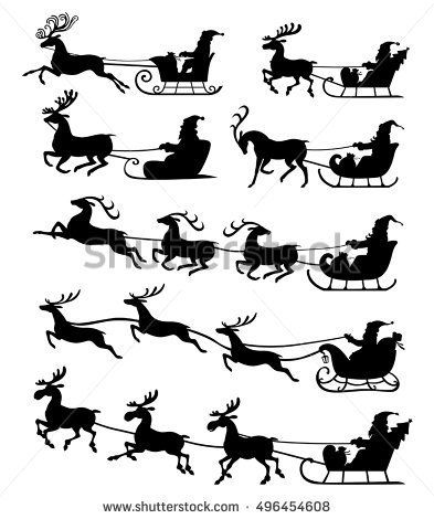 393x470 Vector Illustrations Of Christmas Silhouette Of Santa Claus Riding