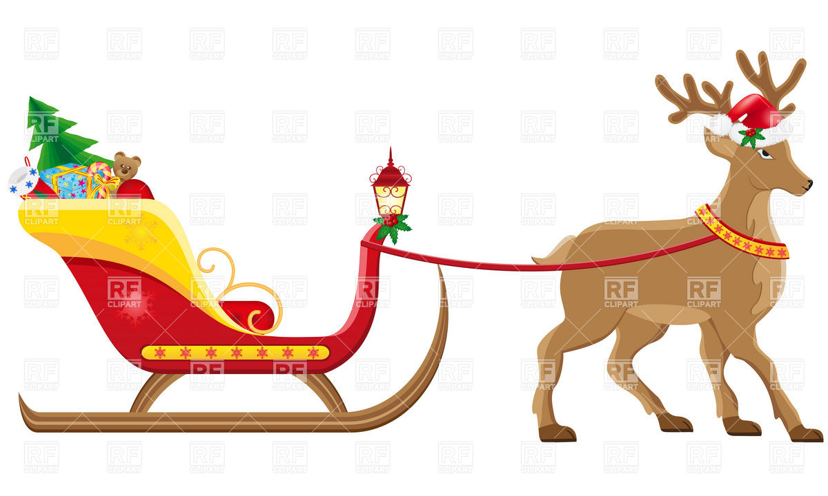 1200x720 Christmas Sleigh Of Santa Claus With Gifts Vector Image Of Plants