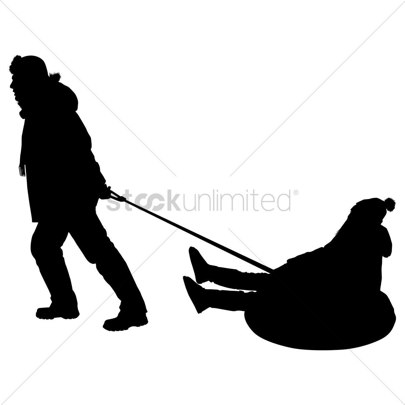 1300x1300 Free Silhouette Of A Man Pulling Sled Vector Image