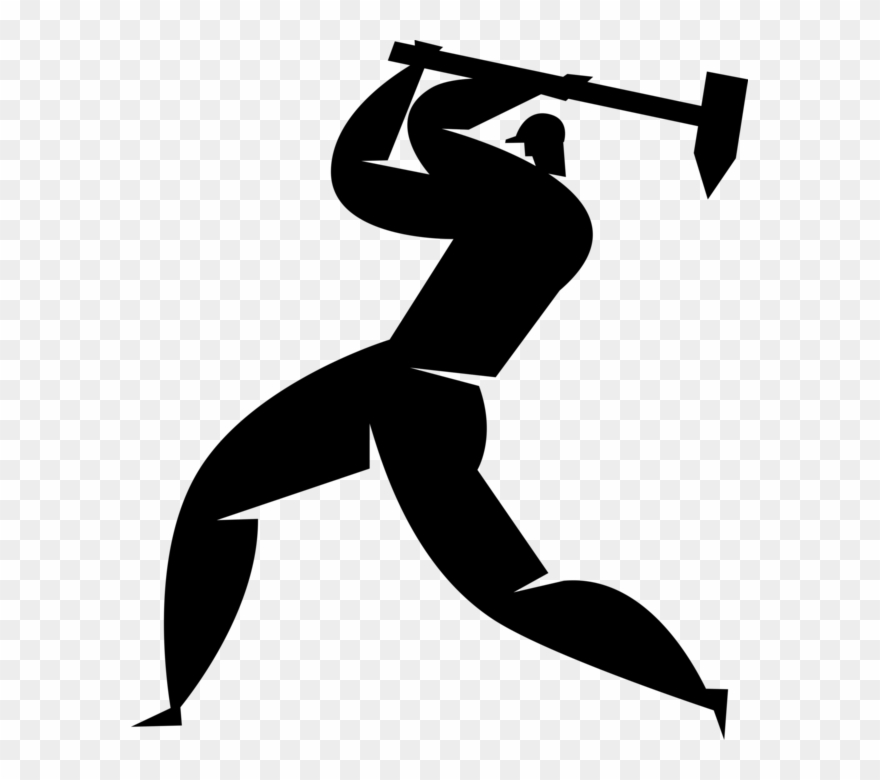 880x780 Vector Illustration Of Construction Worker With Sledgehammer
