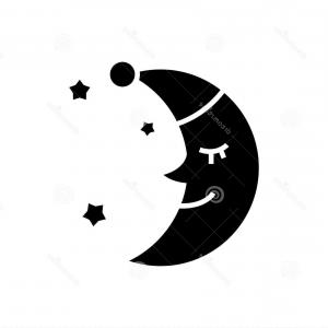 300x300 Moon Face Sleep Icon Vector Illustration Black Sign Isolated
