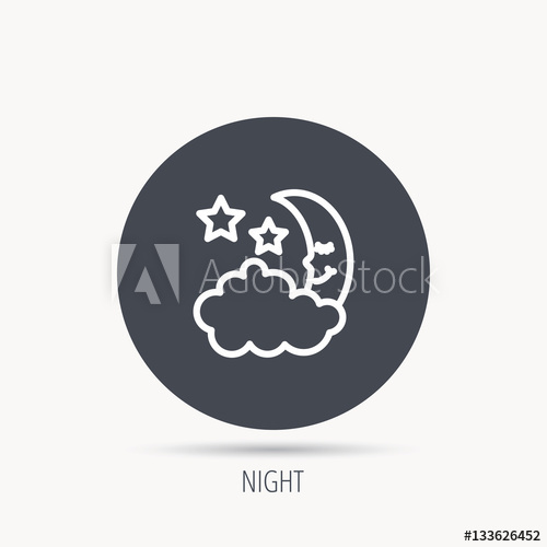 500x500 Night Or Sleep Icon Moon And Stars Sign Crescent Astronomy