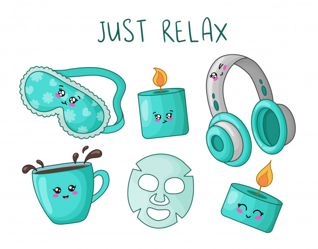 626x490 Cartoon Set With Kawaii Cute Things For Rest And Relaxation