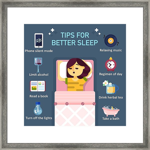 600x600 Tips For Better Sleep Vector Flat Infographics Framed Print