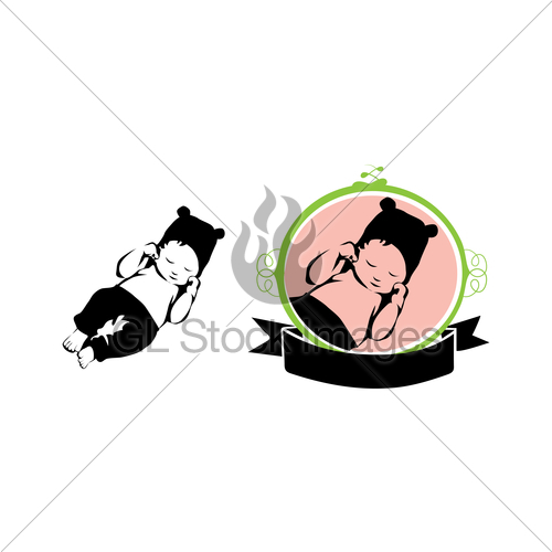 500x500 Sleeping Baby Vector Icon Silhouette In Floral Frame With Gl