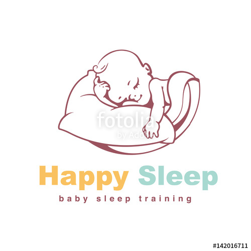 500x500 Baby Logo Template Sleeping Baby Kid On Soft Pillow Under