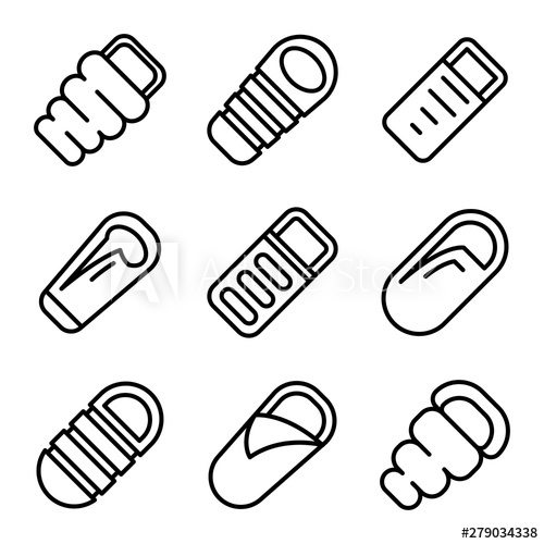 500x500 Sleeping Bag Icons Set Outline Set Of Sleeping Bag Vector Icons