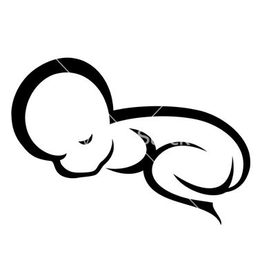 380x400 Silhouette Of Sleeping Newborn Baby Vector Art