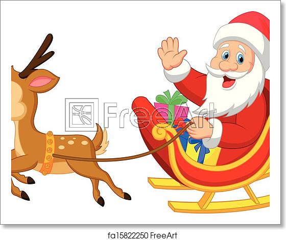 560x470 Free Art Print Of Cartoon Santa Drives His Sleigh Vector