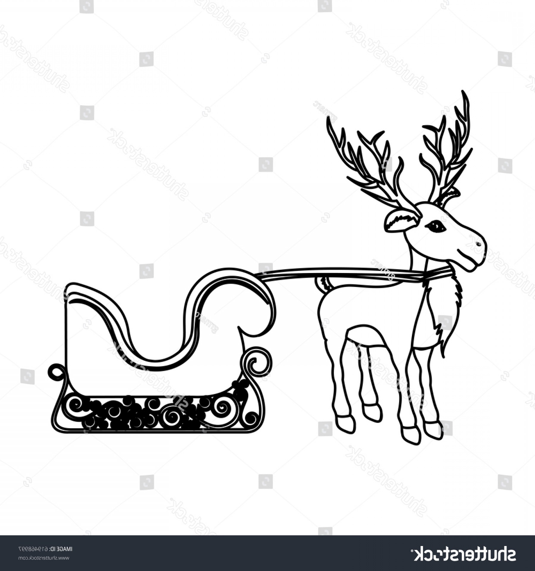 1800x1920 Monochrome Contour Reindeer Sleigh Vector Illustration Newwaysys