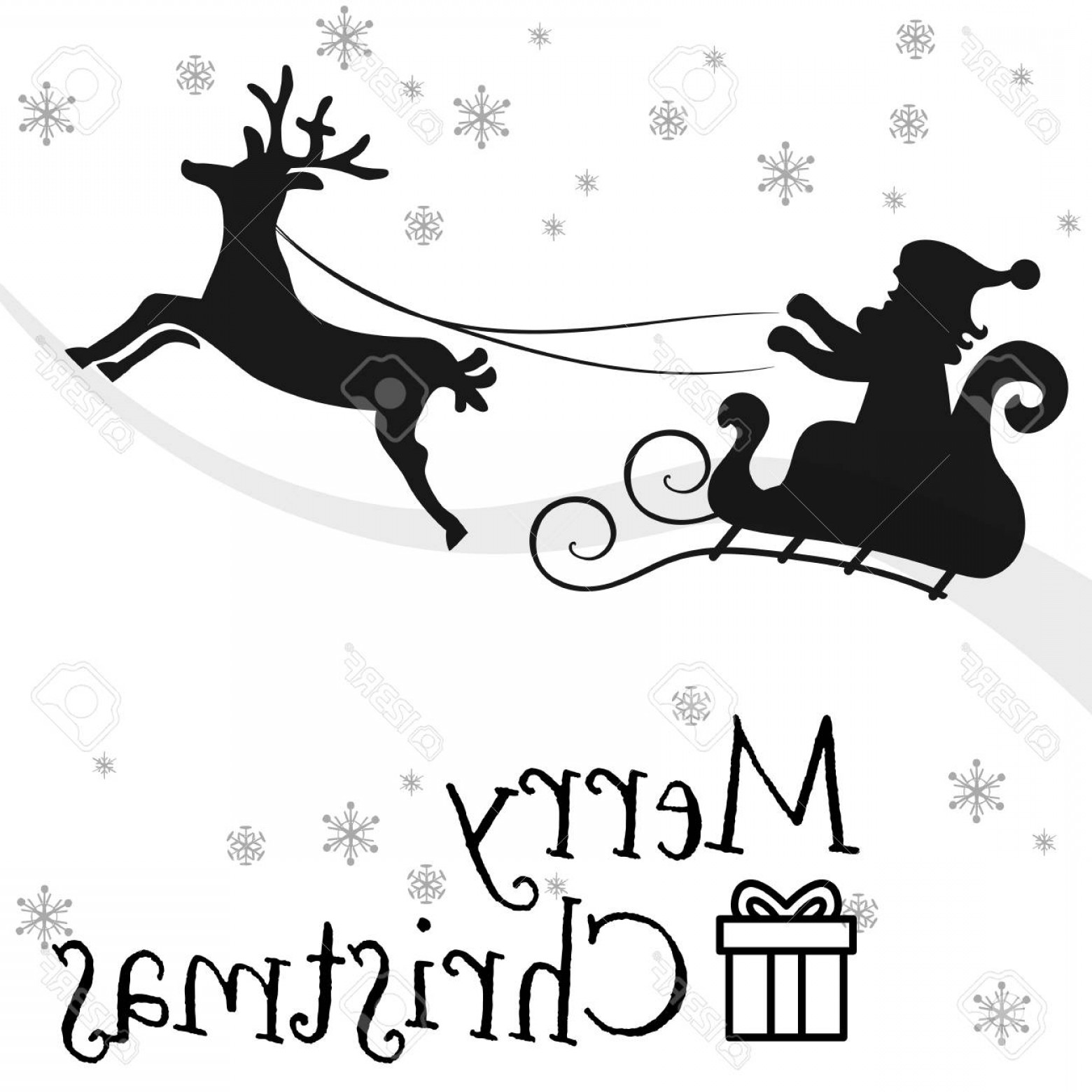 1560x1560 Photostock Vector Black Silhouette Santa Claus Flying
