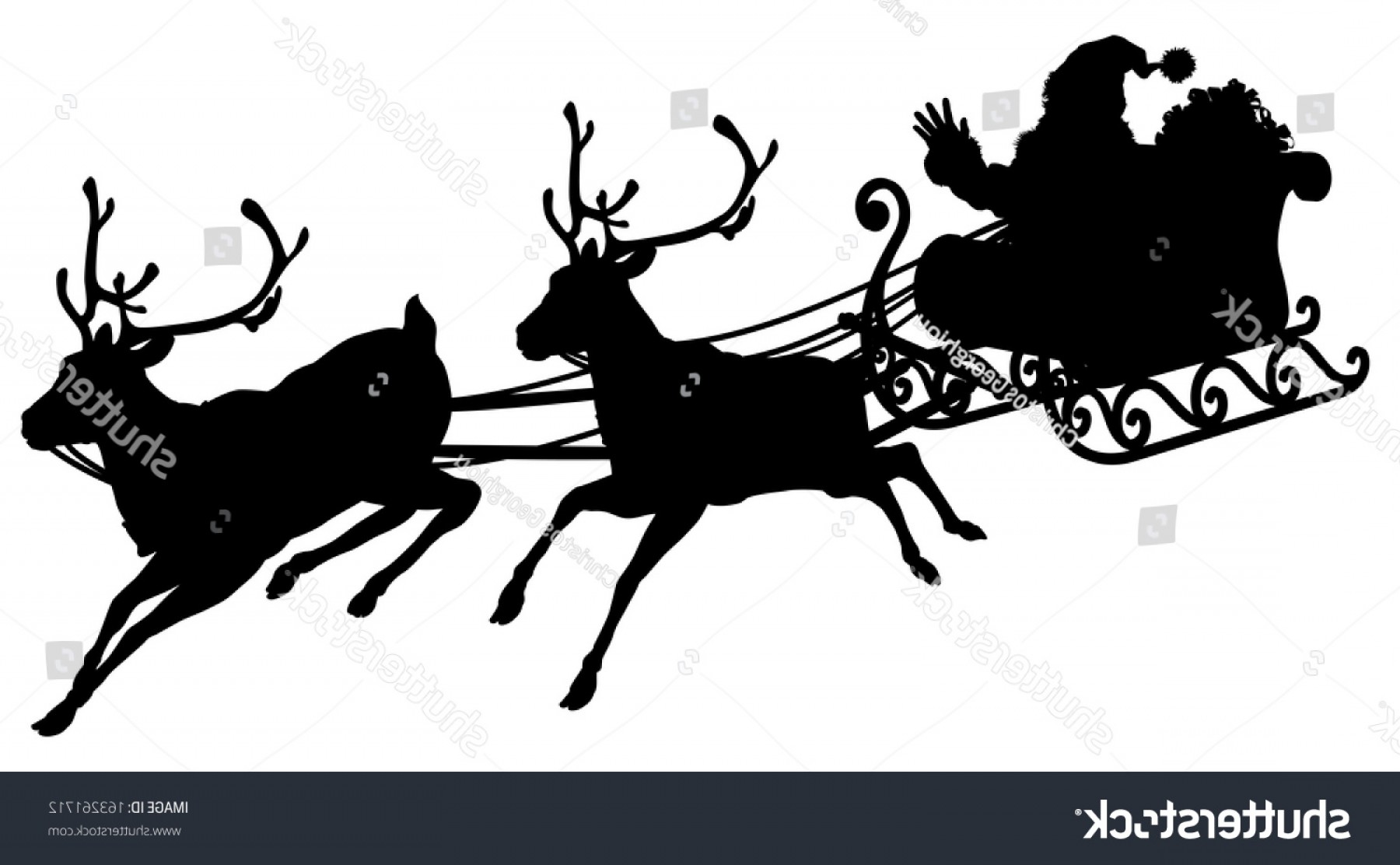 1800x1112 Flying Sleigh Silhouette Stock Vector Santa Sleigh Silhouette