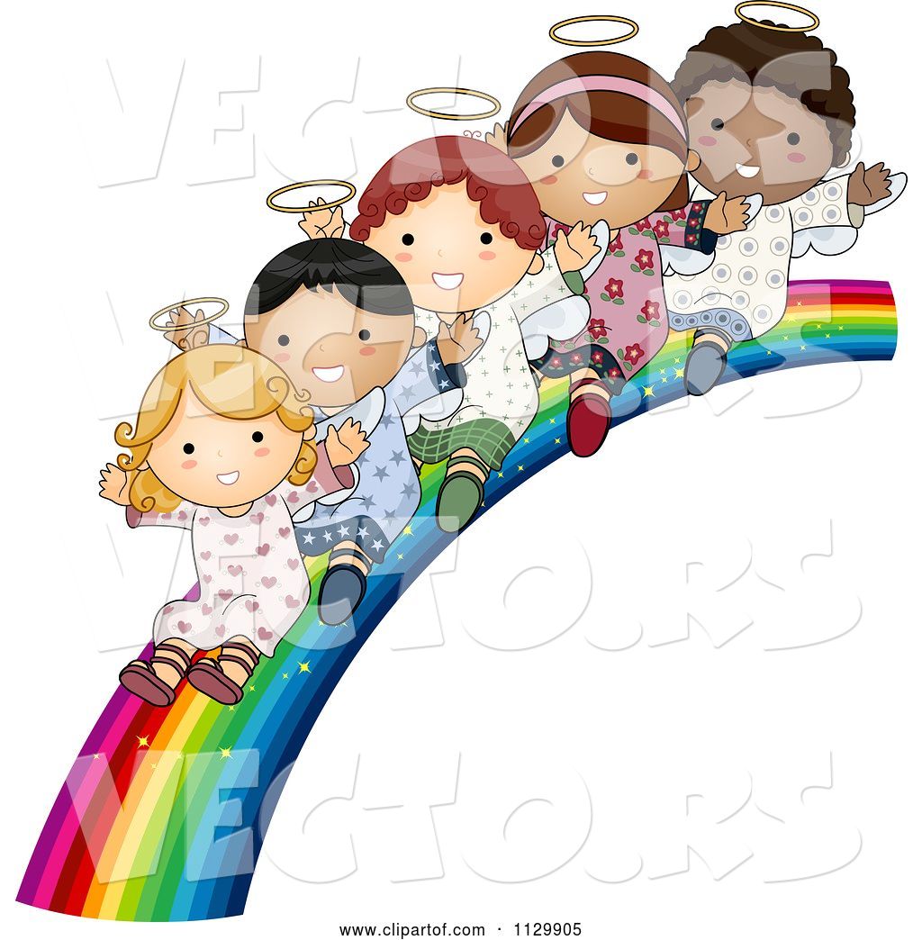 Vector Of Cute Cartoon Multi Ethnic Angel Children Sliding Down 1024x1044 Vector Of Cute Cartoon Multi Ethnic Angel Children Sliding Down