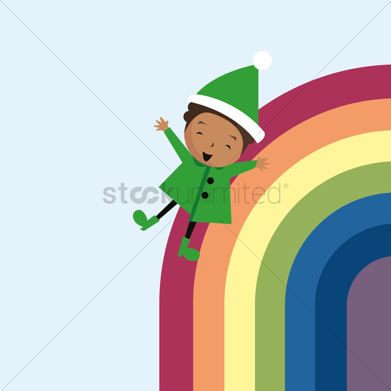 Boy Sliding On Rainbow Vector Image 1300x1300 Boy Sliding On Rainbow Vector Image