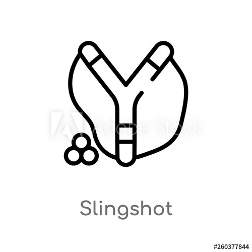 500x500 Outline Slingshot Vector Icon Isolated Black Simple Line Element
